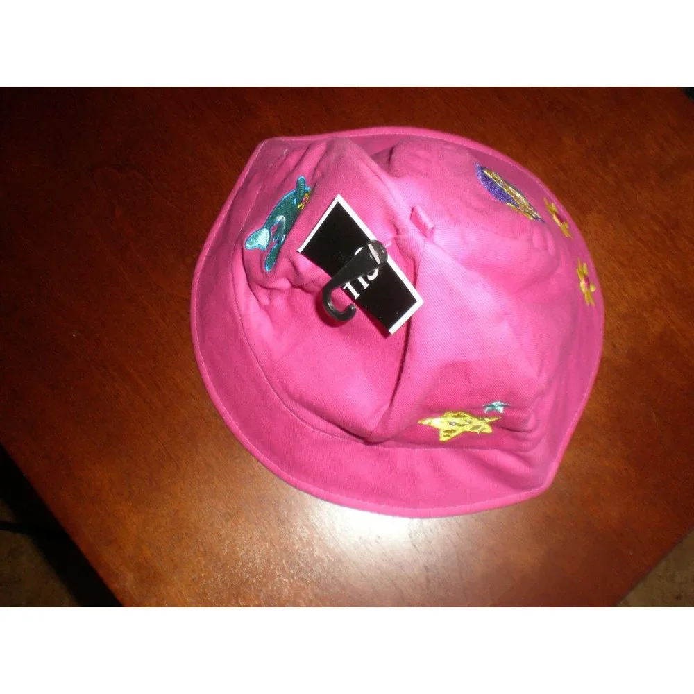NWT Sunpoint Toddler Girls Sun Bucket Hat Embroidered Pink One Size Fits Most
